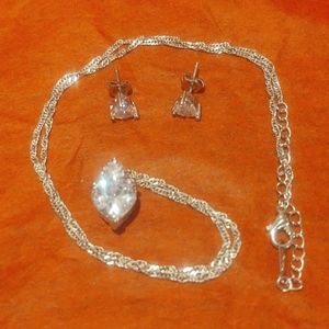 Cute Heart Necklace and Earrings Set